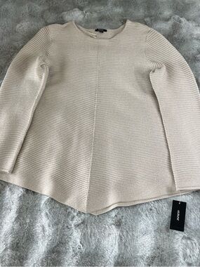 Alfani Soft Cream Ribbed Crewneck Sweater-0188
